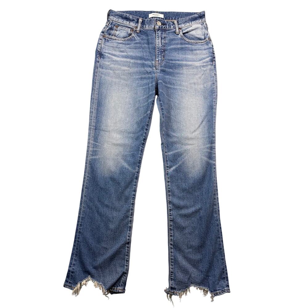 Moussy Vintage Denim Jeans High Rise Straight Leg Distressed Raw Hem 27